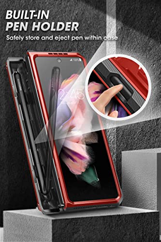 SUPCASE Unicorn Beetle Pro Series Case for Samsung Galaxy Z Fold 3 5G (2021), Full-Body Dual Layer Rugged Case with Built-in Screen Protector & Kickstand & S Pen Slot (Ruddy)