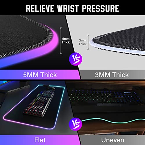 Mouse Pad, Gaming Mouse pad with Additional 4-Port USB Hub, 31.5 x 11.8 x 0.2 inches Thickened RGB Mouse Pad,14 Colors to Switch at Will…