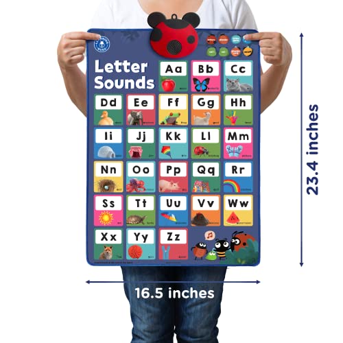 LEARNING BUGS Press to Learn Phonics, Interactive Letters and Sounds Talking Poster, Preschool & Kindergarten Learn to Read, Ages 3+