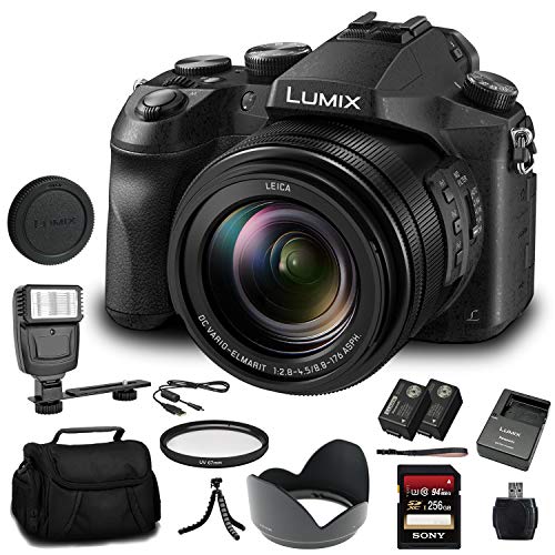 Panasonic Lumix DMC-FZ2500 Digital Camera (DMC-FZ2500) - Bundle - with 256GB Memory Card + DMW-BLC12 Battery + Digital Flash + Soft Bag + 12 Inch Flexible Tripod + Cleaning Set + More