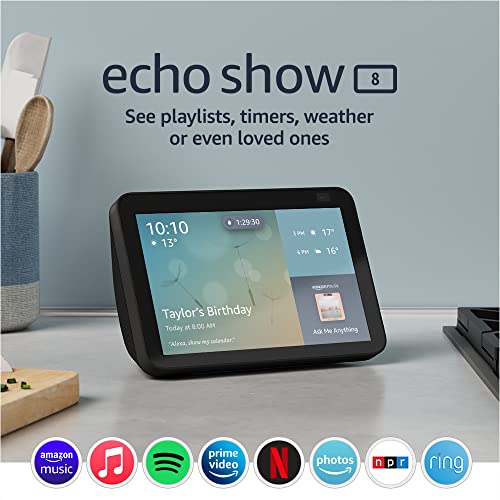 Echo Show 8 (2nd Gen, 2021 release) | HD smart display with Alexa and 13 MP camera | Charcoal