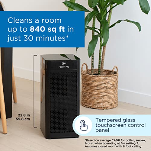 Medify MA-40 Air Purifier with H13 True HEPA Filter | 840 sq ft Coverage | for Allergens, Wildfire Smoke, Dust, Odors, Pollen, Pet Dander | Quiet 99.9% Removal to 0.1 Microns | Black, 2-Pack