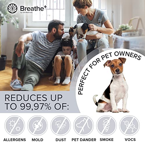 Breathe+ Pro Smart Air Purifier, H13 True HEPA Filter and Antimicrobial Graphene Filter | 1500 sq ft Coverage, Eliminates 99,97% of Allergens, Smoke Dust Pet Dander, VOCs, Odor, Bacteria and Viruses