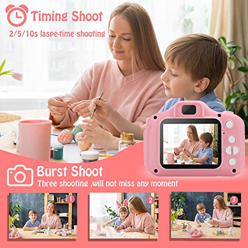 Digital Camera for Kids,hyleton 1080P FHD Kids Digital Video Camera Camcorder for 3-10 Years Girls Gift with 32GB SD Card & 2 Inch IPS Screen (Pink)