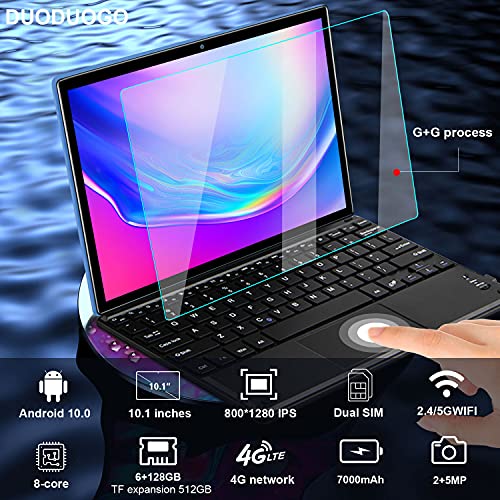 5G WiFi 2 in 1 Tablet 10 inch Android 10.0 Tablets Octa-Core Processor with Keyboard Mouse Case, 6GB RAM 128GB ROM/512G Expansion Tablet PC,Dual SIM, Bluetooth, GMS Certified Tablet