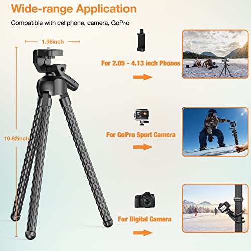 Phone Tripod, Portable Cell Phone Camera Tripod Stand with Remote, Flexible Tripod Stand for Selfies/Vlogging/Streaming/Photography Compatible with All Cell Phone, Sports Camera GoPro(Upgraded)