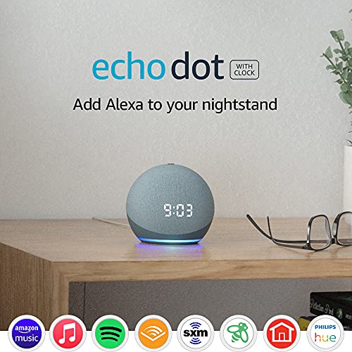 Echo Dot (4th Gen) | Smart speaker with clock and Alexa | Twilight Blue