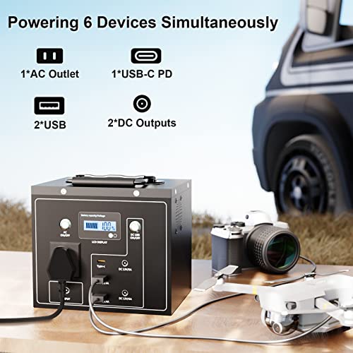 Portable Power Station for Camping: enelong Electric Solar Generator with AC & DC Outlet,294Wh Backup Lithium Battery Pack quiet with 2 USB,Rechargeable Bank Supply for CPAP RV Home Emergency