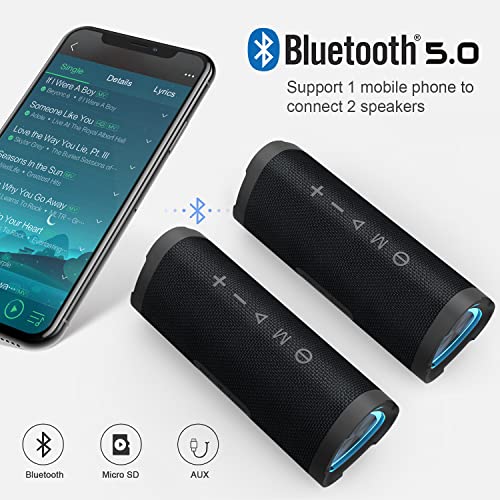 Bluetooth Speakers - Vanzon V40 Portable Wireless Speaker V5.0 with 24W Loud Stereo Sound, TWS, 24H Playtime & IPX7 Waterproof, Suitable for Travel, Home&Outdoors