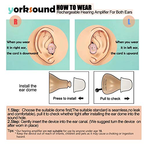 YorkSound Hearing Aids, Rechargeable Hearing Amplifier for Seriors Adults Hearing Aids Devices with Noise Cancelling, Suitable for Either Ear
