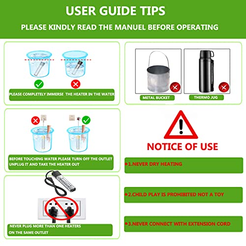 HASTER 2000W Rapid Heating Square Immersion Water Heater for Inflatable Pool Bathtub,Bucket Heater with 304 SS Guard, Submersible Water Heater with LCD Thermometer,Heat 5 Gallon Water in Minutes