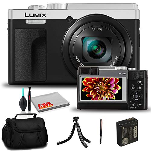 Panasonic Lumix DCZS80 Digital Camera (Silver) (DC-ZS80S) - Bundle - with DMW-BLE9 Battery + 12 Inch Flexible Tripod + Camera Bag + Cleaning Set + USB Card Reader