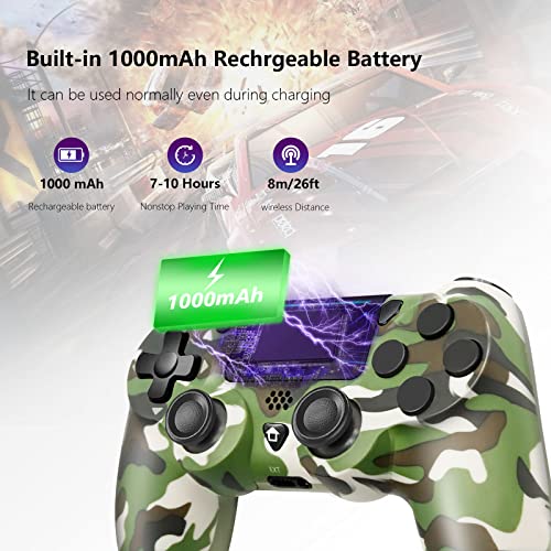 2 Pack Wireless Controller for PS4,YsoKK Wireless Remote Control Compatible with Playstation 4/Slim/Pro,with Double Shock/Audio/Six-axis Motion Sensor(Camouflage Blue+Camouflage Green)