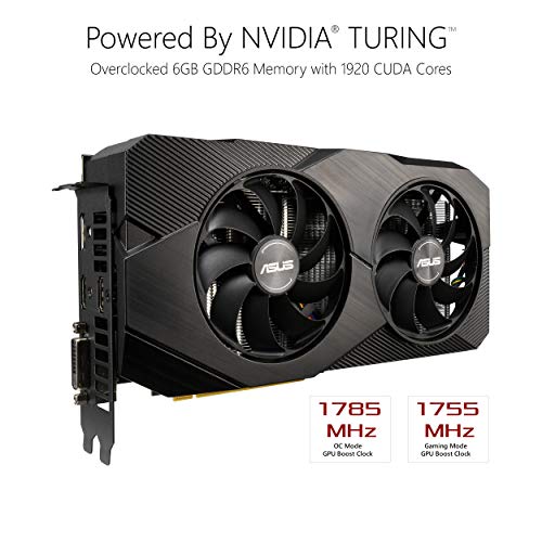 ASUS GeForce RTX 2060 Overclocked 6G GDDR6 Dual-Fan EVO Edition VR Ready HDMI DisplayPort DVI Graphics Card (DUAL-RTX2060-O6G-EVO)