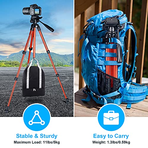 GEEKOTO Camera Tripod,56" Cell Phone Stand with Travel Bag, Lightweight Travel Aluminum Professional Tripod Stand -for Travel Selfie Family Gathering Compatible with All Cameras, Cell Phones