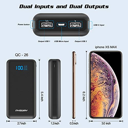 Ayeway Battery Pack 5V 26800mAh Portable Charger Power Bank with Dual outlets & LCD Display,External Battery Phone Charger Compatible with iPhone,Samsung Galaxy and More.(USB C for Input ONLY)