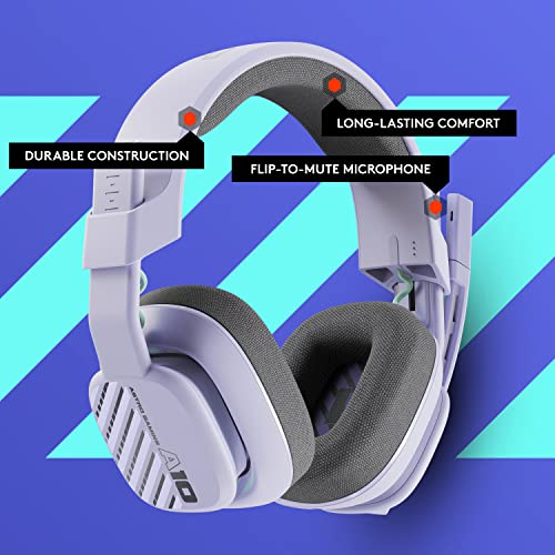 Astro A10 Gaming Headset Gen 2 Wired Headset - Over-Ear Gaming Headphones with flip-to-Mute Microphone, 32 mm Drivers, for Xbox Series X|S, Xbox One, Playstation 5/4, Nintendo Switch, PC, Mac -Lilac