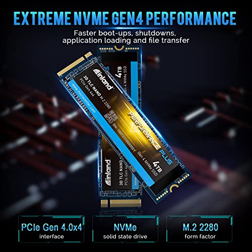 INLAND Performance Plus 4TB PS5 SSD PCIe NVMe 4.0 x 4 M.2 2280 TLC 3D NAND Internal Solid State Drive, R/W Speed up to 7200MB/s and 6800MB/s, 3000 TBW