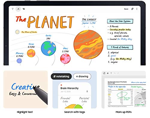 Samsung Galaxy Tab S6 Lite 10.4’’ Touchscreen (2000x1200) WiFi Tablet, Octa Core Exynos 9610 Processor, 4GB RAM, 64GB Memory, 5MP Front and 8MP Rear Camera, Bluetooth, Android 10 w/S Pen & Cover