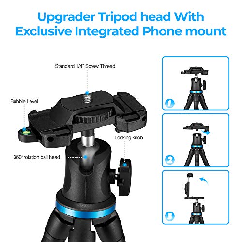 Phone Tripod, UBeesize 12 Inch Flexible Cell Phone Tripod Stand Holder with Wireless Remote Shutter & Universal Phone Mount, Compatible with Smartphone/DSLR/GoPro Camera