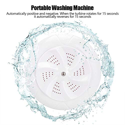 Fdit Mini USB Washing Machine Ultrasound Turbine Portable for Travel Household Cloth Cleaning(White)