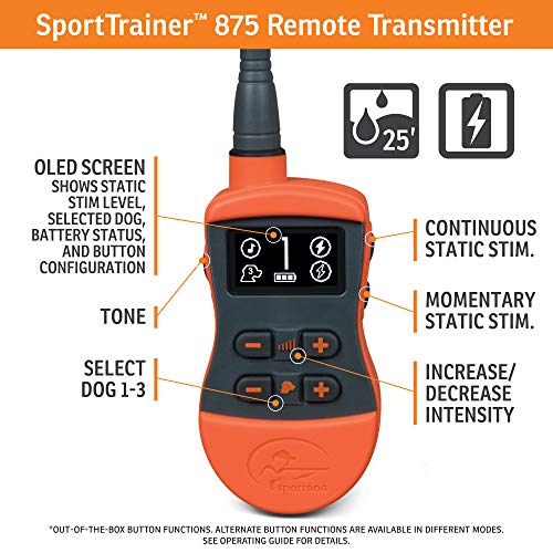 SportDOG Brand SportTrainer Remote Trainers - Bright, Easy to Read OLED Screen - Waterproof, Rechargeable Dog Training Collar with Tone, Vibration, and Static, 1/2 Mile Range - 3 Dog Expandable