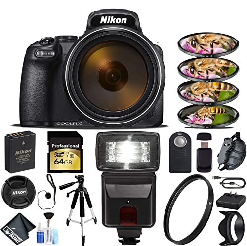 Nikon COOLPIX P1000 Digital Camera 16MP 125x Optical Zoom & Build in Wi-Fi + Slave Flash + Macro Filter Kit + UV Protection Filter + Tripod - International Version