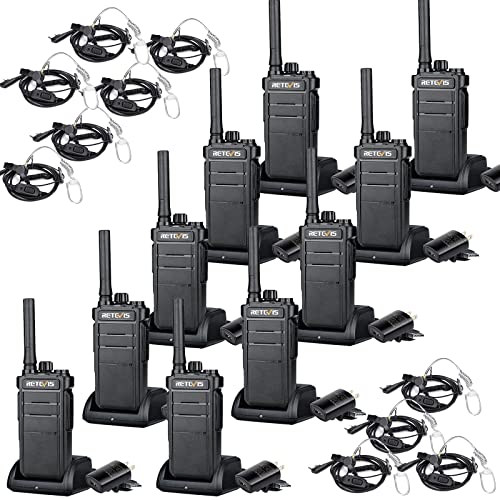 Retevis RB26 3 Watt 2 Way Radios Walkie Talkies Long Range, Radios Walkie Talkies with Earpiece and Mic Set, 2000mAh Battery, Shock Resistant, for School Industrial Government(10 Pack)