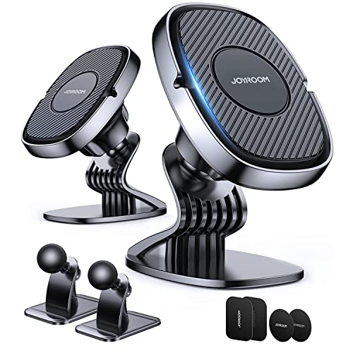 2-Pack Magnetic Phone Holder for Car, JOYROOM [2022 Upgraded 6 Stronger N52 Magnets] Dashboard Phone Holder, Extreme Magnetism Adjustable Phone Mount for iPhone 13 12 11 Pro X XR, Samsung Galaxy etc