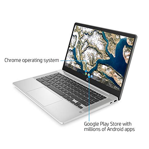 2020 HP Chromebook 14" HD Laptop Computer, Intel Quad-core Pentium Silver N5000 Processor, 4GB RAM, 64GB eMMC, B&O Audio, HD Webcam, Long Battery Life, USB-C, Chrome OS, Grey, 128GB SnowBell USB Card