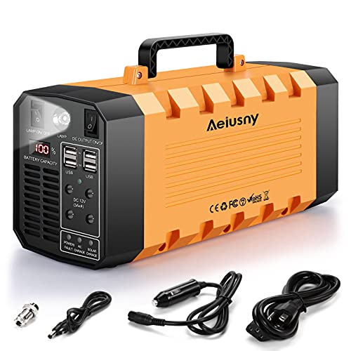 Portable Power Station 500W, 288Wh Solar Powered Generator Backup Lithium Battery,110V Pure Sine Wave AC Outlet,12V DC,USB Output for Outdoors Camping