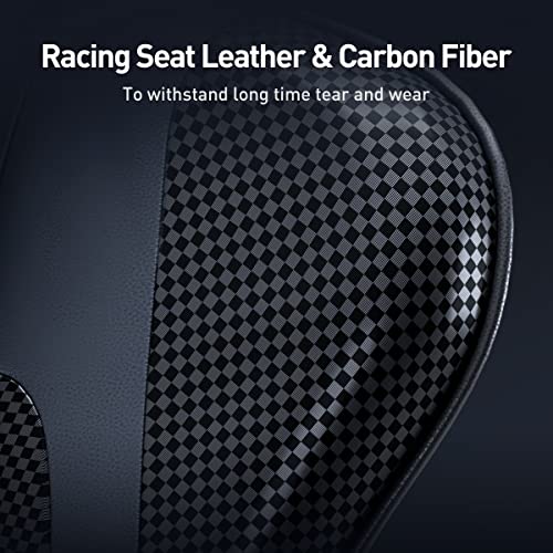 AutoFull Gaming Chair 5.1in Seat Cushion Ergonomic Gamer Chair with Lumbar Support Racing Style High Back PU Leather Computer Gaming Chair with Retractable Footrest,Black