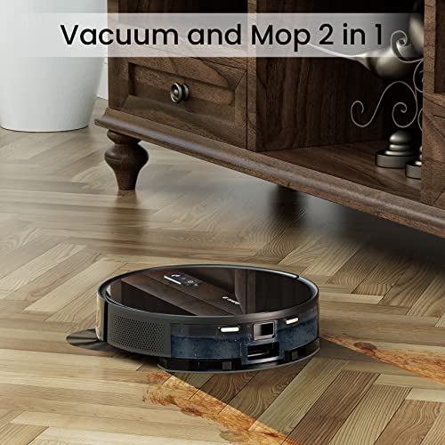 Robot Vacuum Self Emptying and Mop Combo, Robotic Vacuum Cleaner with Automatic Dirt Disposal, Visual Navigation, Smart Mapping, 3000Pa Suction, Ideal for Pet Hair, Carpets, Hard Floors