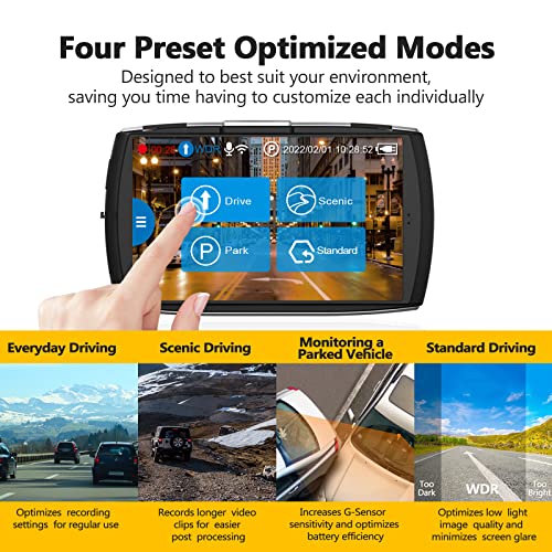 Dash Cam Front and Rear, Z-Edge Dual Dash Cam 4K Built-in WiFi, Touch Screen Car Camera, FHD 1080P with Night Mode, 32GB Card Included, WDR, G-Sensor, Loop Recording, Support 256GB Max