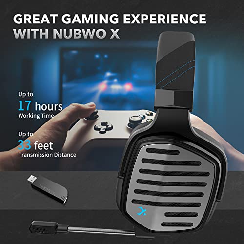 NUBWO X Wireless Gaming Headset with Microphone for PS5, PS4, PC, Mac, Gamer Headphones wit Mic, 2.4GHz Wireless for Playstation Console, Wired Mode for Controller