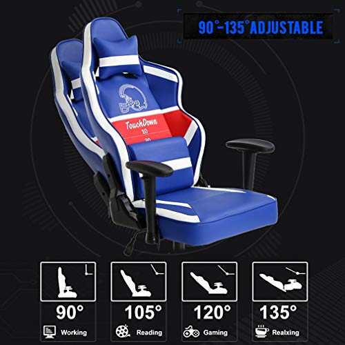 Gaming Chair Big and Tall Video Office Chair 500lb Wide Seat Desk Chair with Lumbar Support Headrest 2D Arms Task Swivel Ergonomic High Back PU Adjustable Massage Racing Computer Chair for Adults