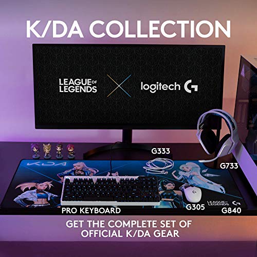 Logitech G733 K/DA Lightspeed Wireless Gaming Headset & 40 K/DA XL Cloth Gaming Mouse Pad - 0.12 in Thin, Stable Rubber Base, Official League of Legends Gaming Gear
