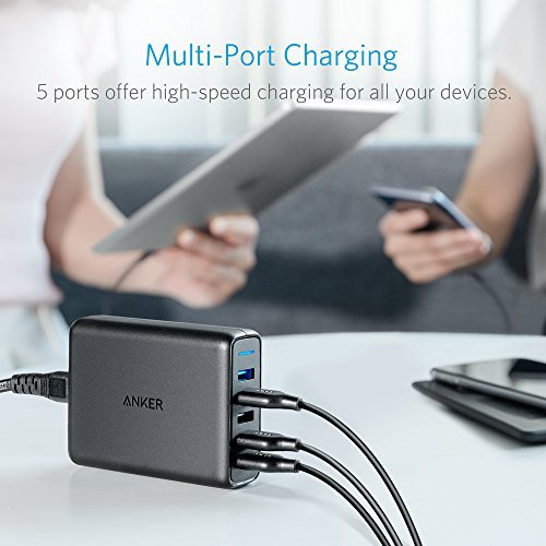 Anker Quick Charge 3.0 63W 5-Port USB Wall Charger, PowerPort Speed 5 for Galaxy S10/S9/S8/S7/S6/Edge/+, Note 8/7 and PowerIQ for iPhone XS/Max/XR/X/8/7/6s/Plus, iPad, LG, Nexus, HTC and More