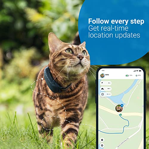 Tractive Waterproof GPS Cat Tracker - Location & Activity, Unlimited Range & Works with Any Collar (Dark Blue) (TRAMINDB)