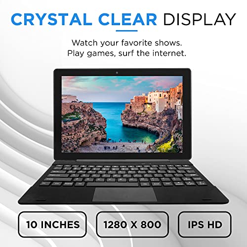 [3 Bonus Items] Simbans TangoTab 10 Inch Tablet and Keyboard 2-in-1 Laptop, 4 GB RAM, 64 GB Disk, Android 10, Mini-HDMI, Micro-USB, USB-A, Inbuilt GPS, Dual WiFi, Bluetooth Computer PC - TLX