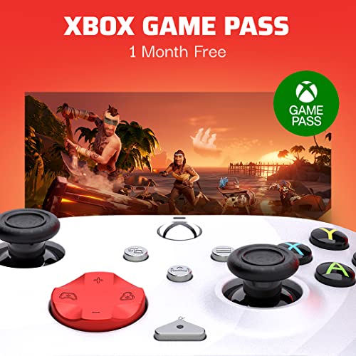 Xbox Controller + 1 Month Xbox Game Pass Ultimate - Compatible with Xbox Series X|S, Xbox One, PC - REMATCH by PDP - Radial White