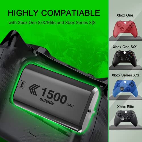 Rechargeable Battery Packs for Xbox One/Xbox Series X|S, 4 X 1500mAh Xbox one Controller Battery Packs, Rechargeable Batteries with Charger for Xbox One/One S/One X/One Elite