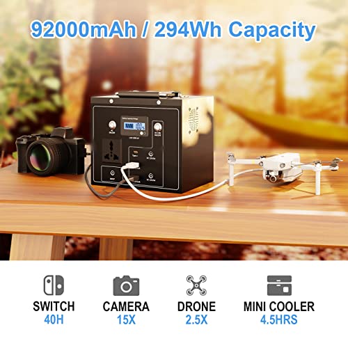 Portable Power Station for Camping: enelong Electric Solar Generator with AC & DC Outlet,294Wh Backup Lithium Battery Pack quiet with 2 USB,Rechargeable Bank Supply for CPAP RV Home Emergency