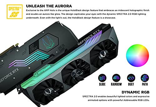 ZOTAC GAMING GeForce RTX™ 3080 Ti AMP Holo 12GB GDDR6X 384-bit 19 Gbps PCIE 4.0 Gaming Graphics Card, HoloBlack, IceStorm 2.0 Advanced Cooling, SPECTRA 2.0 RGB Lighting, ZT-A30810F