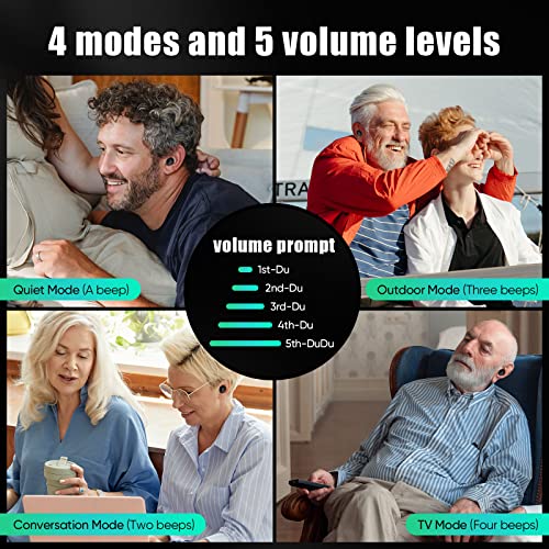 Hearing Aids - 4 Channel Digital Noise Cancelling Hearing Aid with Touch Panel for Seniors, Adults, Rechargeable Hearing Aids - 25 Hours of Use - Black