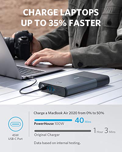 Anker Portable Charger, PowerHouse 100 97.2Wh with 100W AC Outlet/45W USB-C Power Delivery Port, Power Bank for iPhone, Samsung Galaxy, iPad, MacBook, and More
