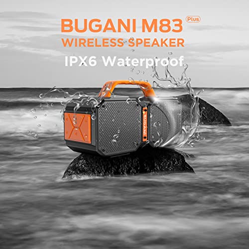 Bluetooth Speakers, Upgraded BUGANI M83 Plus Bluetooth Speaker, Portable Wireless Speakers with 80W Stereo Super Power Rich Bass Sound, 24H Playtime, IPX6 Waterproof, For Outdoor Travel, Camping,Party