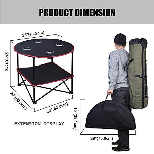 Camping Table Folding Picnic Table with 4 Cup Holders and Carrying Bags Collapsible Canvas Portable Tables Folding for BBQ Outdoor Fishing