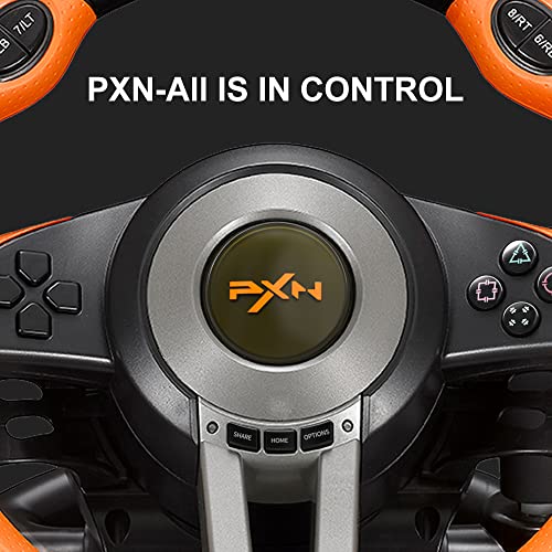 PC Racing Wheel, PXN V3II 180 Degree Universal USB Car Sim Game Steering Wheel with Pedals for PS3, PS4, Xbox One,Xbox Series X/S,Nintendo Switch (Orange)