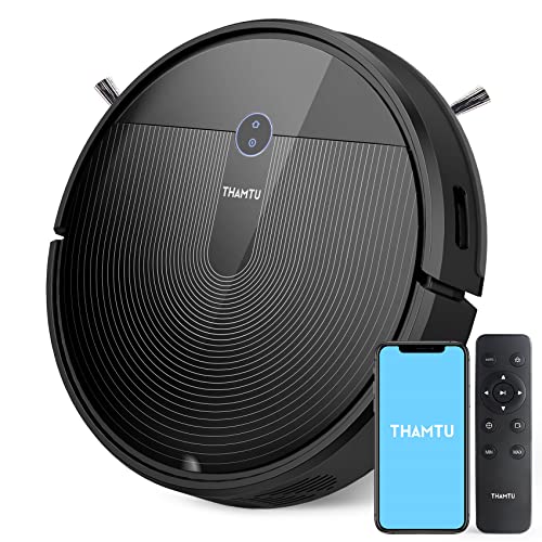 Thamtu G11 Robot Vacuum, 2500Pa Suction, 150 Min Runtime, Schedueled Cleaning, Slim, Quiet, Self-Charging Robotic Vacuum Cleaner for Pet Hairs, Hard Floor, Medium-Pile Carpet